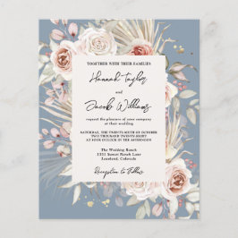 Convocação para Casamento Russo Floral Azul Dusty