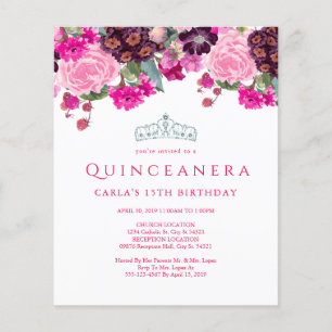 Convocações para Quinceanera Floral Elegante