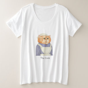COOK CAT Mulheres com T-Shirt de Tamanho Superior