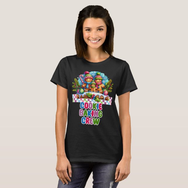 Cookie Baking Crew Gingerbird T-Shirt de Natal (Frente Completa)