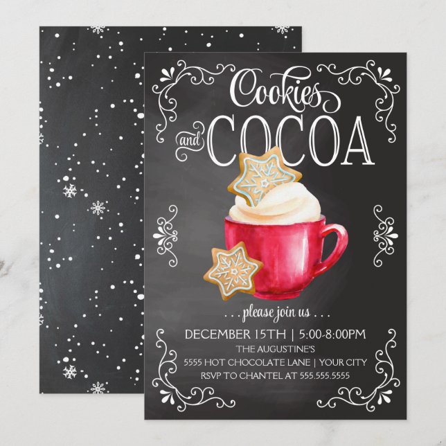 Cookies & Cacau - Convite para Chocolate Quente (Frente/Verso)