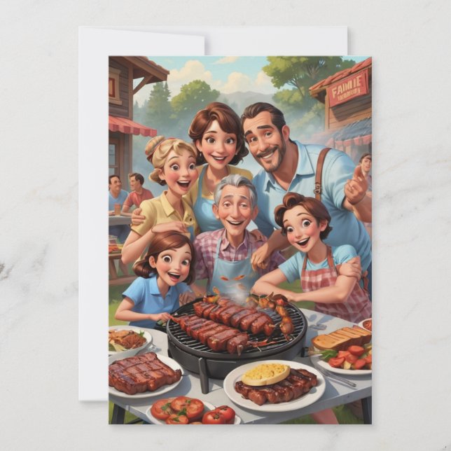 cookies de Churrasco de convites de reunião famili (Frente)