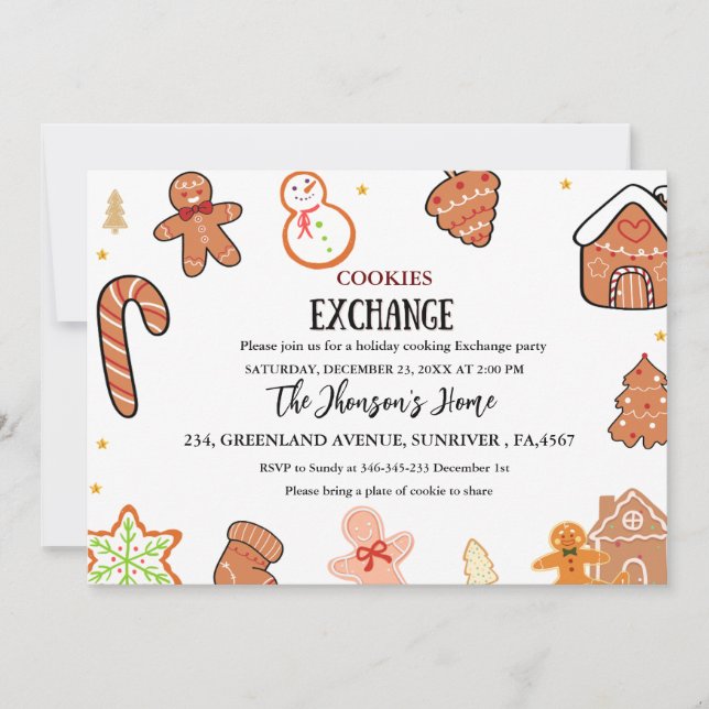 Cookies Exchange Convite de festas de Natal (Frente)