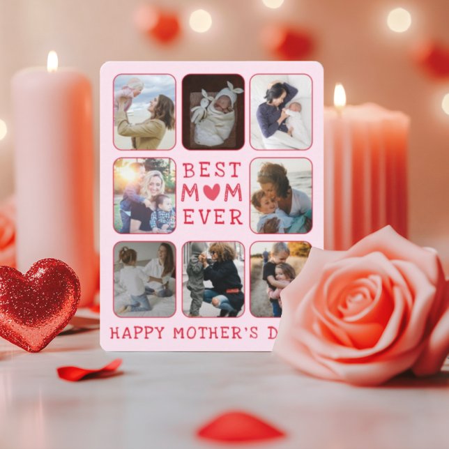 Cool Best Mom Ever Pink & Red Photo Mother’s Day  (Criador carregado)