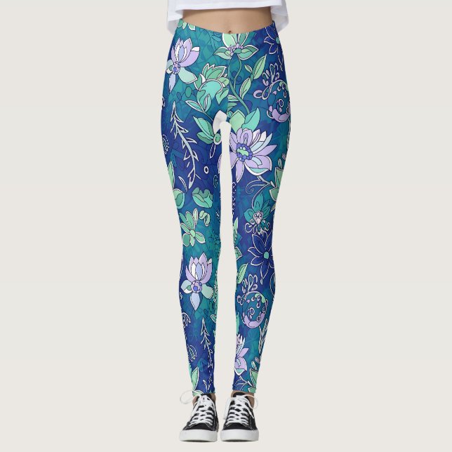 Cool colored Floral Leggings (Frente)