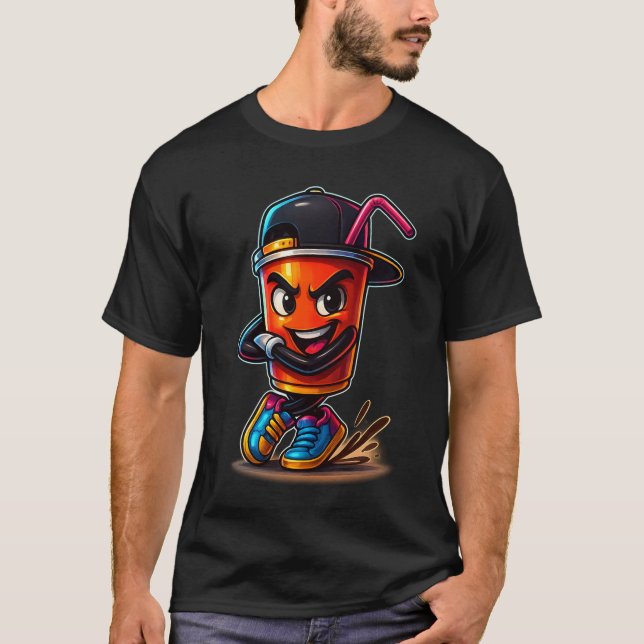 Cool Cup Swag T-Shirt – Street Style Juice Cartoon (Frente)
