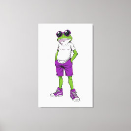 Cool Frog Canvas – Funny Glasses Frog Kids WallArt