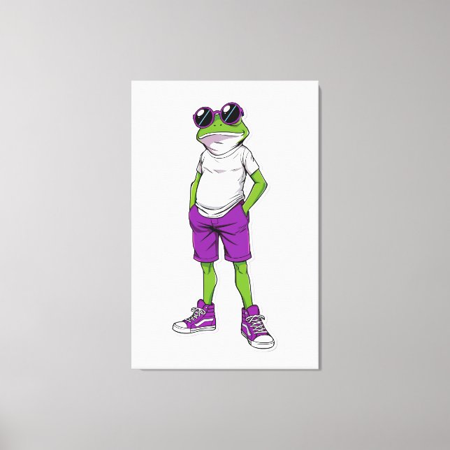 Cool Frog Canvas – Funny Glasses Frog Kids WallArt (Frente)