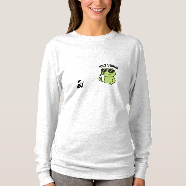 Cool Frog “Just Vibing” Funny T-Shirt (Frente)