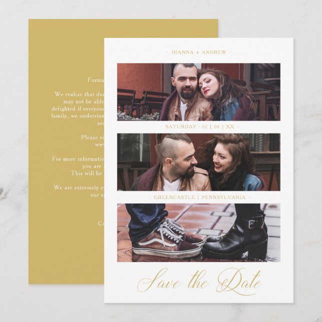 Cool Golden Romantic Wedding 3 Multi Photos (Frente/Verso)