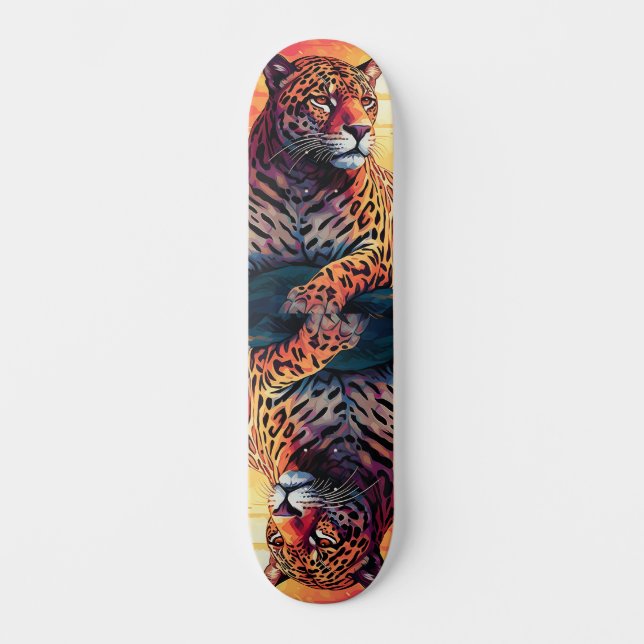 Cool Mirror Image Tropical Tiger Skateboard (Frente)