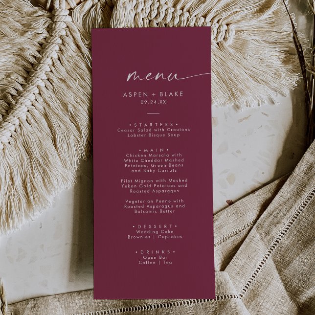 Coordenada de Aquarela Moderna | Menu Red Wedding (Criador carregado)