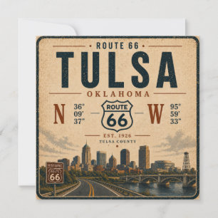 Coordenadas de Viagem da Rota 66 de Tulsa Convite