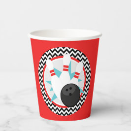 Copas de papel da Boliche Retro-Chevron Vermelho