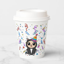 Copas de Papel de Aniversário de Gato Bonito | For