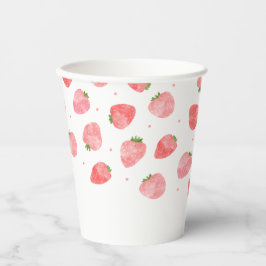 Copas de papel de morango de aquarela
