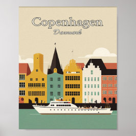 Copenhagen Danmark Minimalist Vintage Art Poster