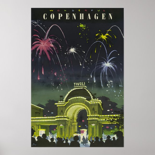 Copenhagen Painting Denmark Travel Poster Danish A (Frente)