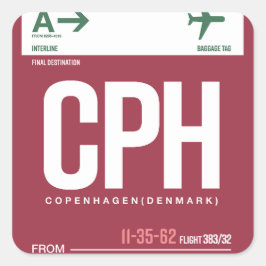 Copenhague - Adesivos Quadrados de Viagem