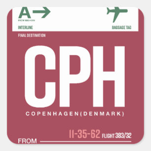 Copenhague - Adesivos Quadrados de Viagem