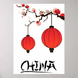 Cópia do poster de viagens das lanternas de China