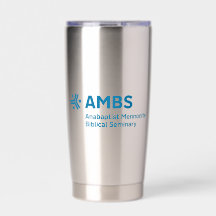 Copo de aço inoxidável com logotipo azul da AMBS