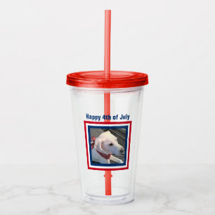Copo De Acrílico 4 de julho Cachorro Vermelho Azul Cachorro Vestind
