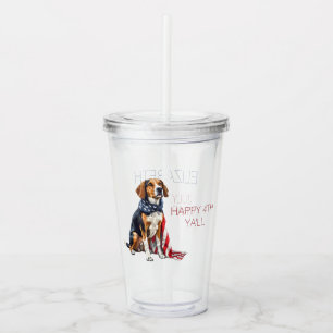 Copo De Acrílico 4 de julho Cão Patriótico de Caça Personalizado