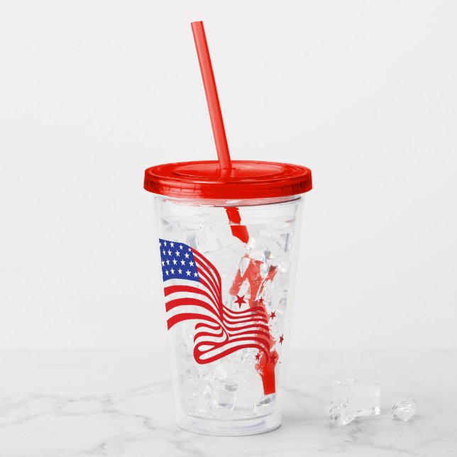 Copo De Acrílico 4 de julho Patriotic Acrylic Tumbler (Gelo frontal)
