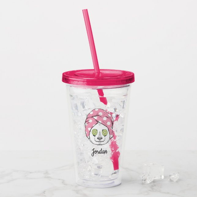 Copo De Acrílico A panda nos termas | adiciona seu nome (Gelo frontal)