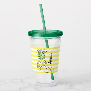 Copo De Acrílico Abacaxi Amarelo Strike Summer Personalizado