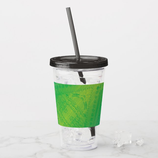 Copo De Acrílico Aceitação | Padrão do Shibori Azul Amarelo (Gelo frontal)