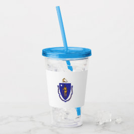 Copo De Acrílico Acrylic Tumbler com bandeira de Massachusetts