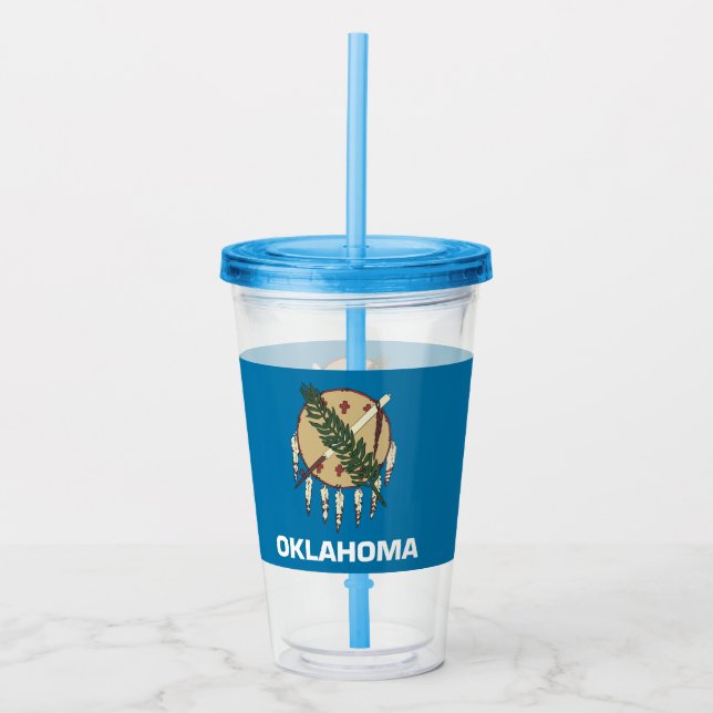Copo De Acrílico Acrylic Tumbler com bandeira de Oklahoma (Frente)