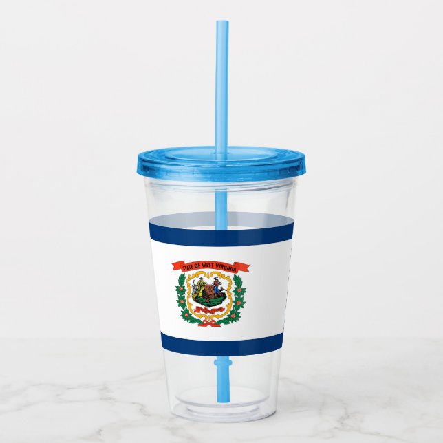 Copo De Acrílico Acrylic Tumbler com bandeira de West Virginia (Frente)