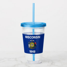 Copo De Acrílico Acrylic Tumbler com bandeira do Estado de Wisconsi