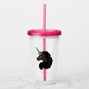 Copo De Acrílico Afro Unicorn Magia