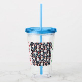 Copo De Acrílico AI Chilling Snowman Pattern Acrylic Tumbler ou Cup