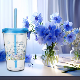 Copo De Acrílico Algo Azul antes do 'Sim' Chuveiro de Noiva Floral