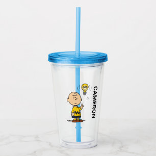 Copo De Acrílico Amendoins Ideia da lâmpada de Charlie Brown