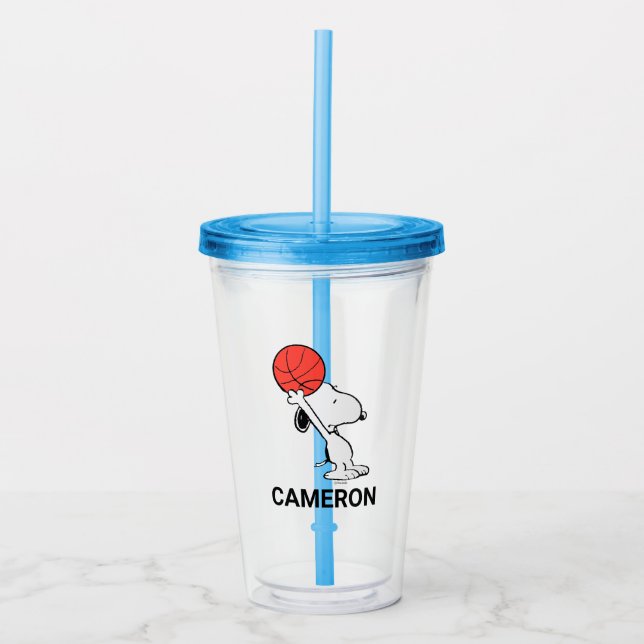Copo De Acrílico Amendoins | Snoopy Basball Hoop Shot (Frente)