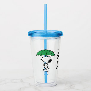 Copo De Acrílico Amendoins Snoopy Green Umbrella