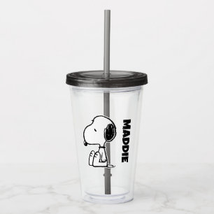 Copo De Acrílico Amendoins Snoopy Olhando Para Baixo