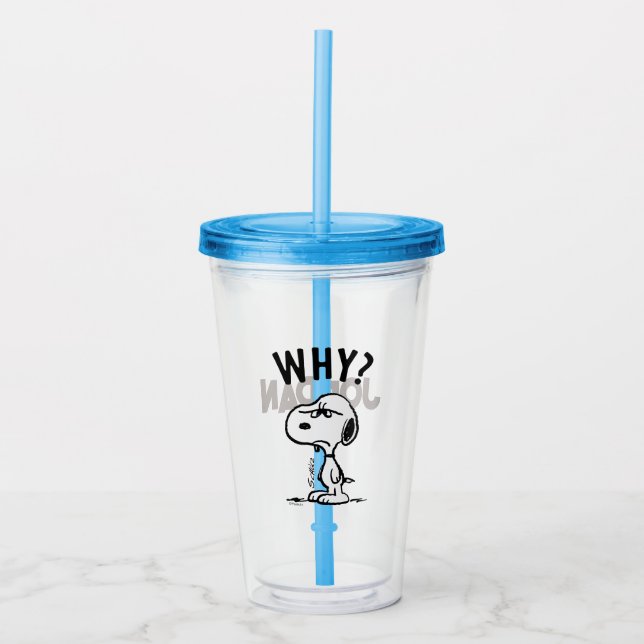 Copo De Acrílico Amendoins | Snoopy Wonders Why? (Frente)