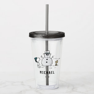 Copo De Acrílico Amendoins Snoopy & Woodstock Snowman Adicionar