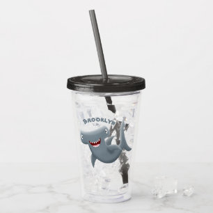Copo De Acrílico Animação engraçada de tubarão Hammerhead