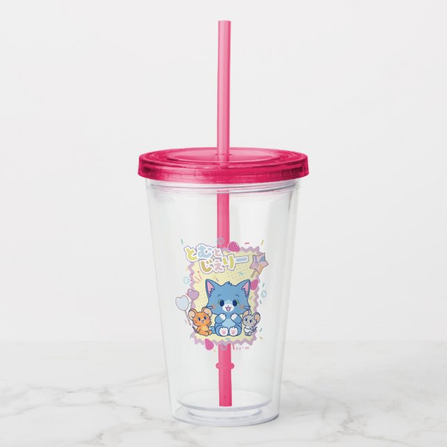 Copo De Acrílico Anime o Tom e o Jerry Strawberry (Frente)
