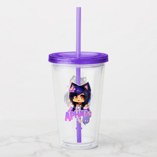 Copo De Acrílico Aphmau, Taça Birthday, Meemeows, Gato Roxo, Gato R