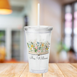 Copo De Acrílico Apreciação de Professores Florais Flores da Waterc