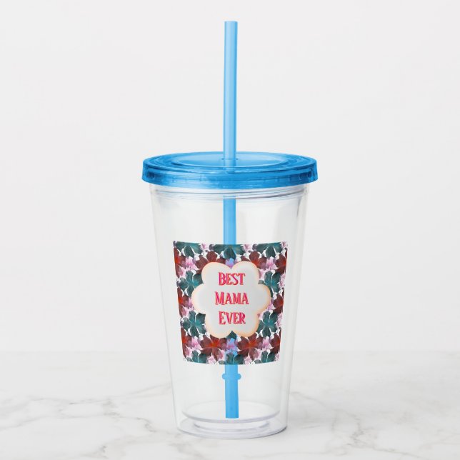 Copo De Acrílico Aquarela floral personalizada e customizada  (Frente)